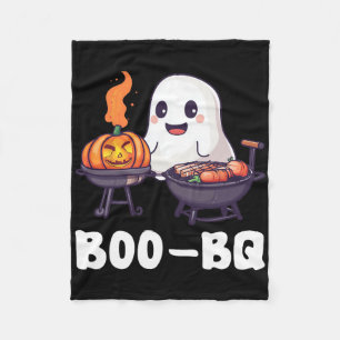 Fun Bbq Rbecue Boo Ghost Halloween Matching Costum Fleece Blanket