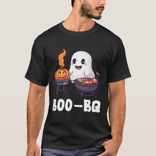 Fun Bbq Rbecue Boo Ghost Halloween Matching Costum T-Shirt (Front)