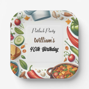 Fun Bbq Taco Chef Soup Potluck Party 40th Birthday Paper Plate