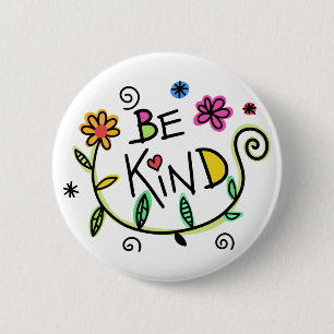 Fun Be Kind Floral 6 Cm Round Badge