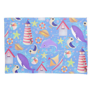 Fun Beach Blue Pillowcase