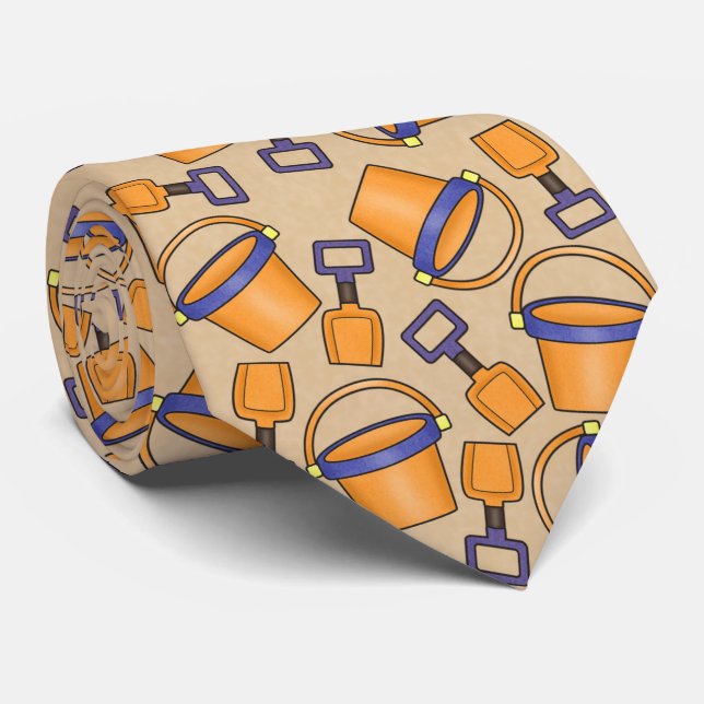 Fun beach bucket pattern tie (Rolled)