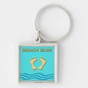 Fun Beach Bum with Feet in the Sand  Key Chain