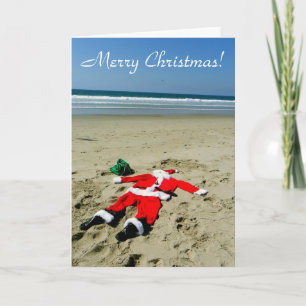 Fun Beach Christmas Greeting Card! Holiday Card
