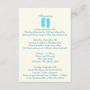 Fun Beach Flip Flops Blue Wedding Intinerary Invitation