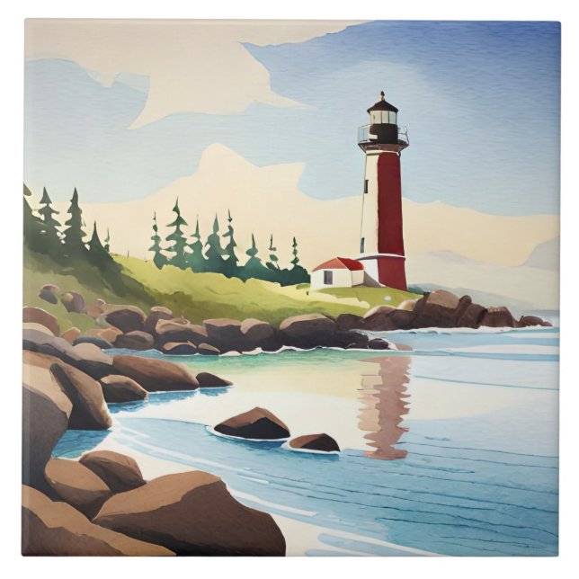 Fun beach lighthouse lovers  tile (Front)