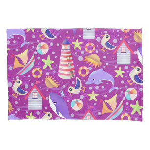 Fun Beach Magenta Pillowcase