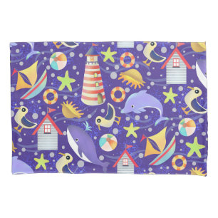 Fun Beach Navy Pillowcase
