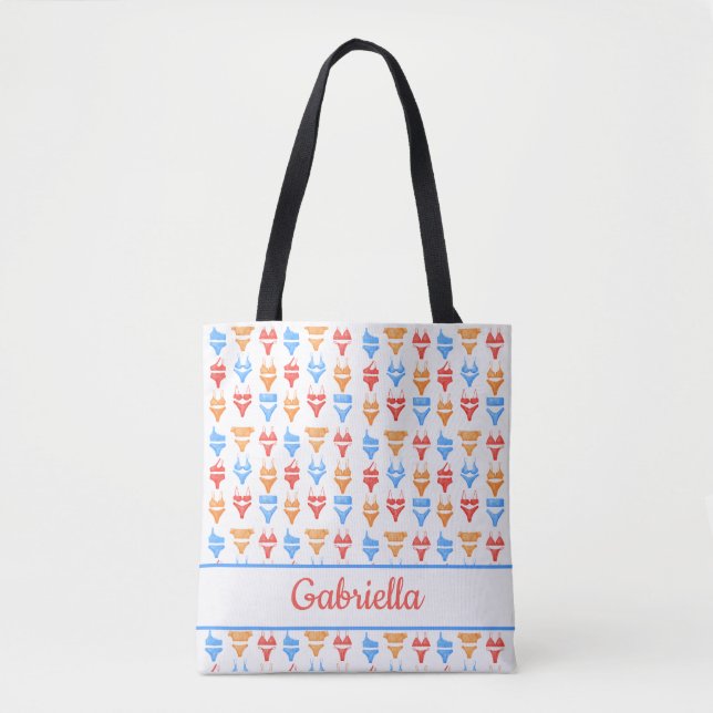 Fun Beach or Pool Party Personalised Bachelorette Tote Bag (Front)