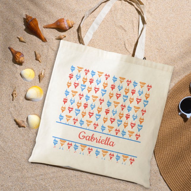 Fun Beach or Pool Party Personalised Bachelorette Tote Bag (Creator Uploaded)