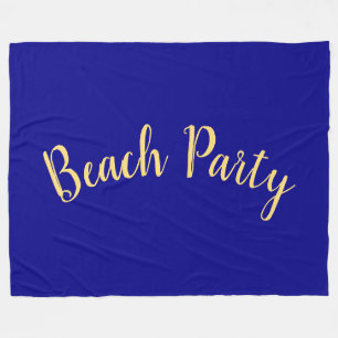 Fun BEACH PARTY Text Deep Royal Ocean Blue Fleece Blanket