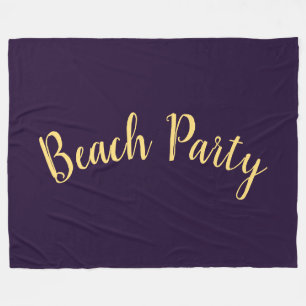 Fun Beach Party Text Deep Royal Purple Background Fleece Blanket