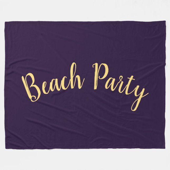 Fun Beach Party Text Deep Royal Purple Background Fleece Blanket (Front (Horizontal))