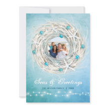Fun Beach Photo Coastal Christmas Wreath