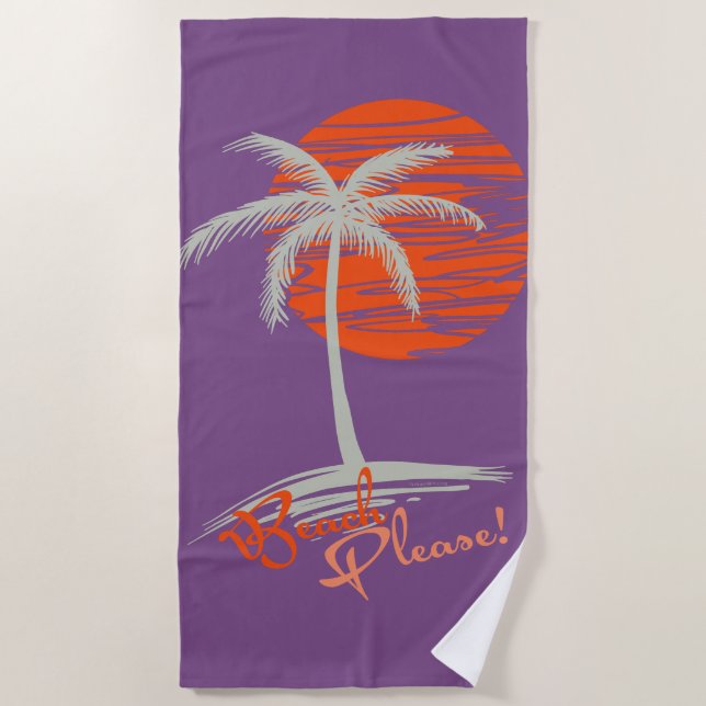 Fun Beach Please Palm Tree and Sun Towel (Front)