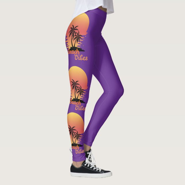 Fun Beach Please Palm Tree Summer Sun Leggings (Right)