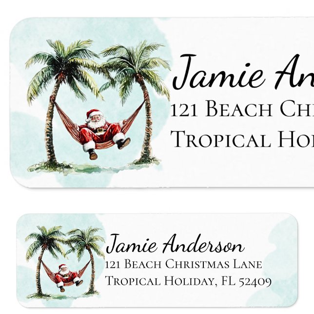 Fun Beach Santa Tropical Christmas Return Address (Creator Uploaded)