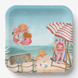 Fun Beach Summer with Friends  Paper Plate