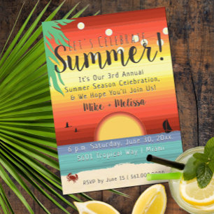 ☀️🌴 Fun Beach Sunset Tropical Summer Party Invitation