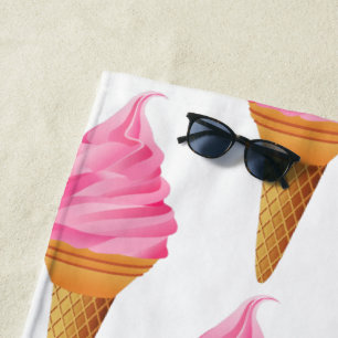 Fun Beach Towel - Pink Ice Cream 