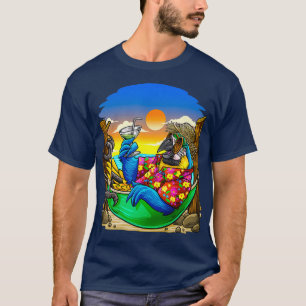 Fun Beach Vacation Parrot With A Cocktail In T-Shirt
