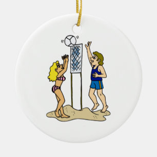 Fun Beach Volleyball Ceramic Tree Decoration