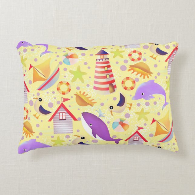 Fun Beach Yellow Decorative Cushion (Front)
