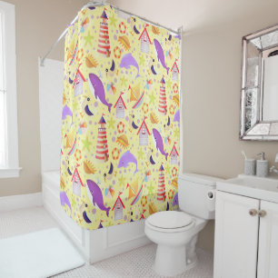 Fun Beach Yellow Shower Curtain