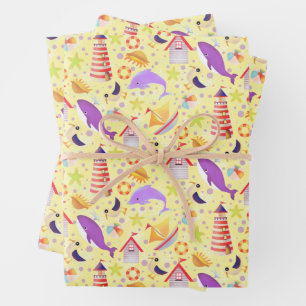 Fun Beach Yellow Wrapping Paper