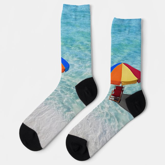 Fun Beachy Sandy Beach Colourful Umbrella Socks (Left)