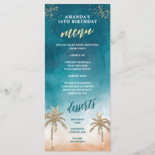 Fun Beachy Teal and Gold Menu