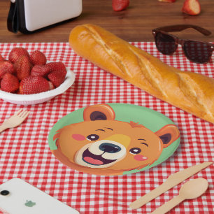 Fun Bear Face safari Wild jungle Birthday Party Paper Plate