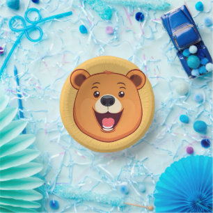 Fun Bear Face safari Wild jungle Birthday Party Paper Plate
