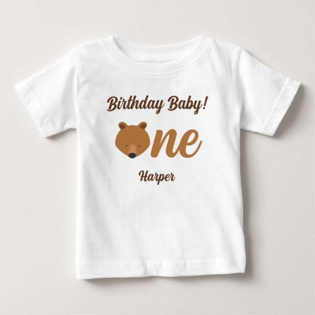 Fun Bear First Birthday Baby T-Shirt (Front)