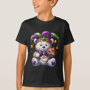 Fun Bear Mask Mardi Gras Party Costume Beads Carni T-Shirt