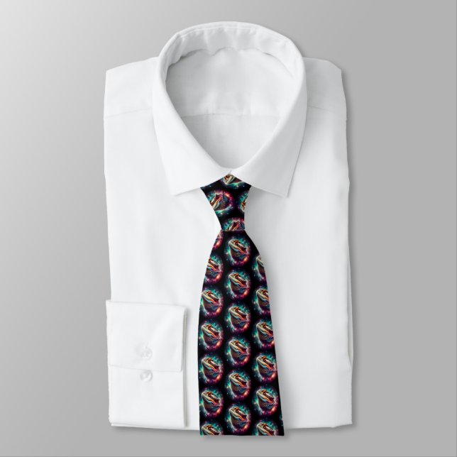 Fun Bearded Dragons in Space Black Tie (Tied)