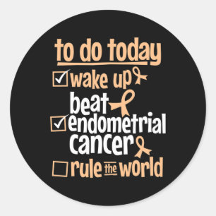 Fun Beat Endometrial Cancer Rule The World - Survi Classic Round Sticker