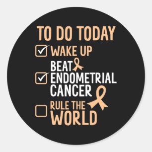 Fun Beat Endometrial Cancer Rule The World - Survi Classic Round Sticker