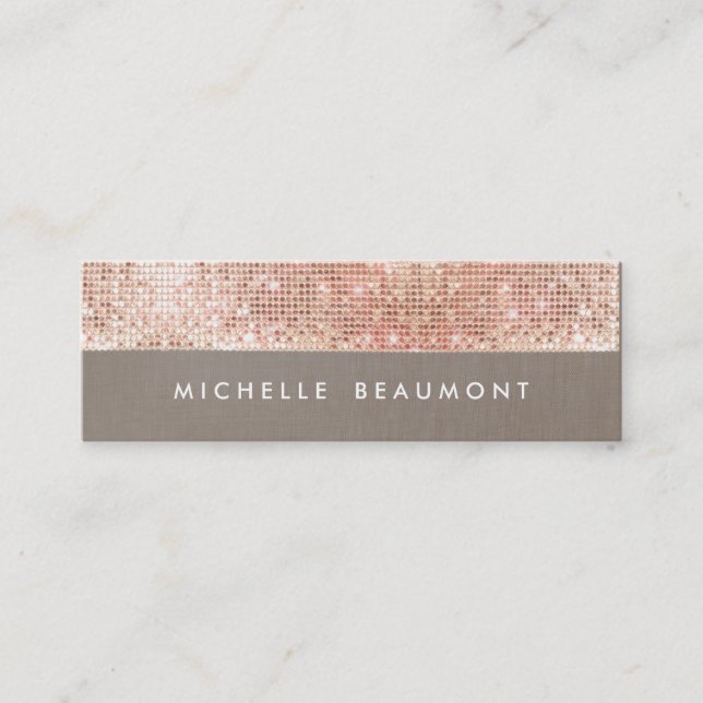 Fun Beauty and Fashion Chic Faux Copper Sequin Mini Business Card (Front)