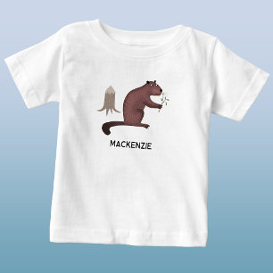 Fun Beaver Personalised Name Baby T-Shirt