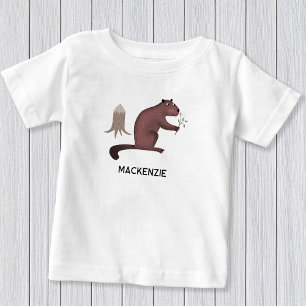 Fun Beaver Personalised Name Baby T-Shirt