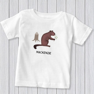 Fun Beaver Personalised Name Baby T-Shirt