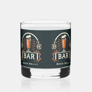 Fun Beer Belly Bar, Beer Mug Logo Personalised Whiskey Glass