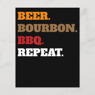 Fun Beer Bourbon Bbq Repeat Men Women Novelty Art Flyer