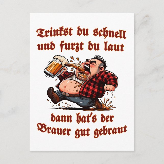 Fun beer drinking with slag postcard (Front)