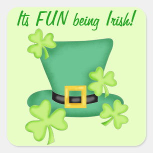 Fun Being Irish St. Patrick's Shamrock Custom Square Sticker