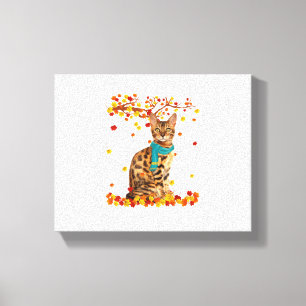 Fun Bengal Thanksgiving Autumn Cat Lover Gifts Canvas Print
