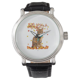 Fun Bengal Thanksgiving Autumn Cat Lover Gifts  Watch