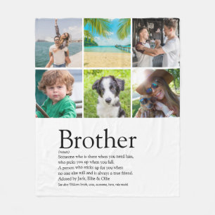 Fun Best Brother Ever Definition 6 Photo Collage Fleece Blanket