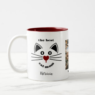 Fun Best Cat Mum Photo Name Two-Tone Coffee Mug